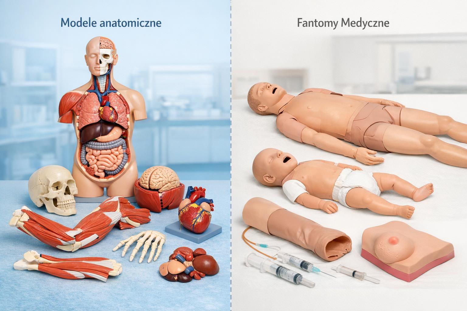 Porównanie materiałów modeli anatomicznych i fantomów - ilustracja różnic